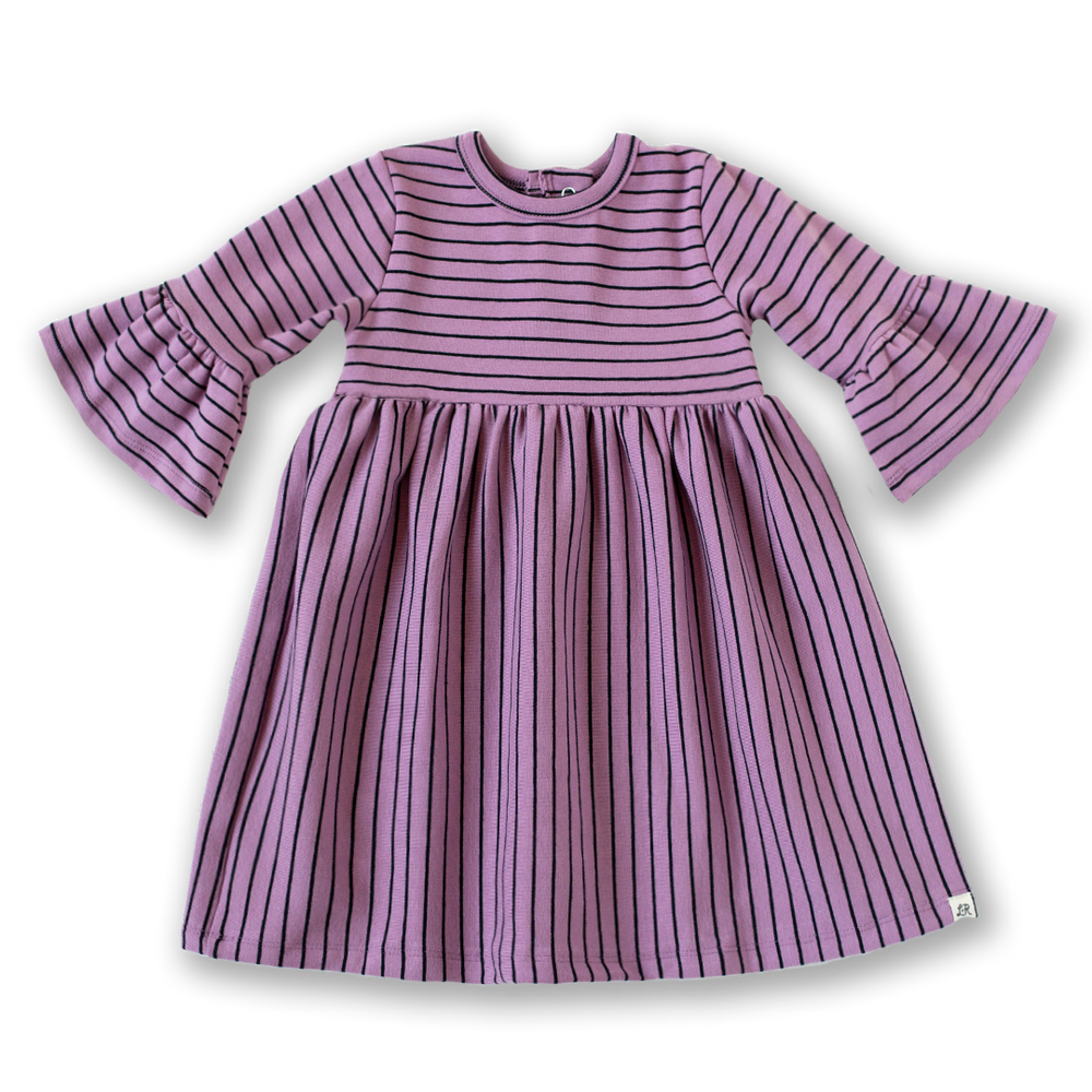 Orchid Stripe Bell Sleeve Dress