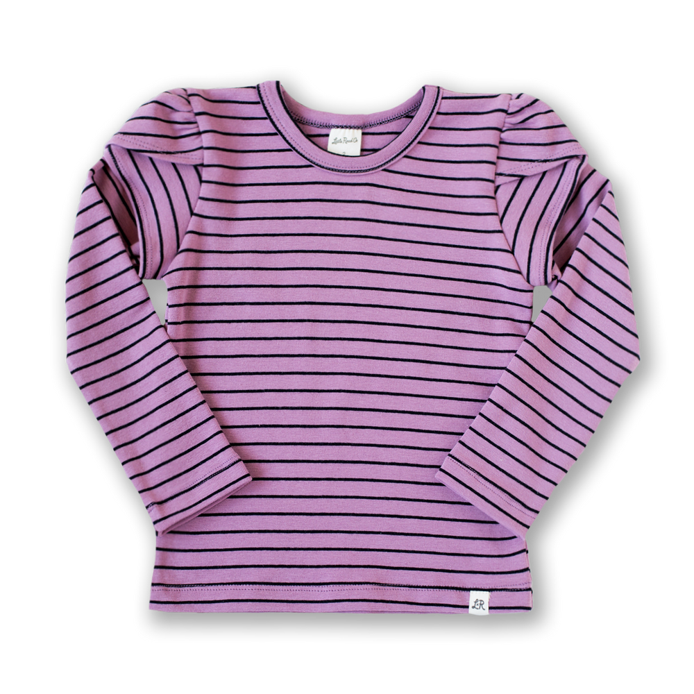 Orchid Stripe Long Sleeve Petal Top