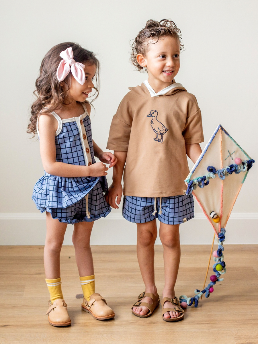 Blueberry Windowpane Surf Shorts