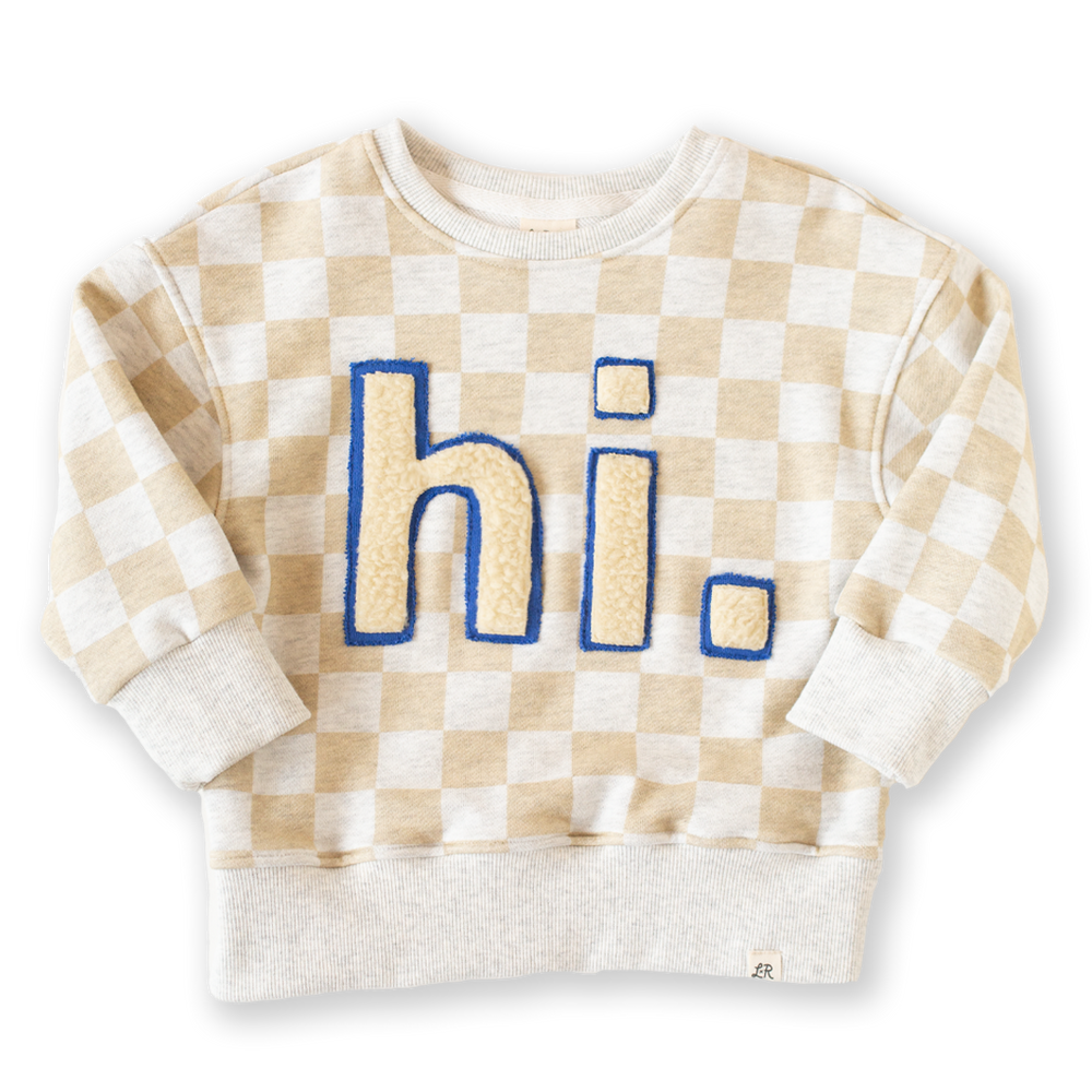 Mayfield Check “hi.” Drop Shoulder Crewneck