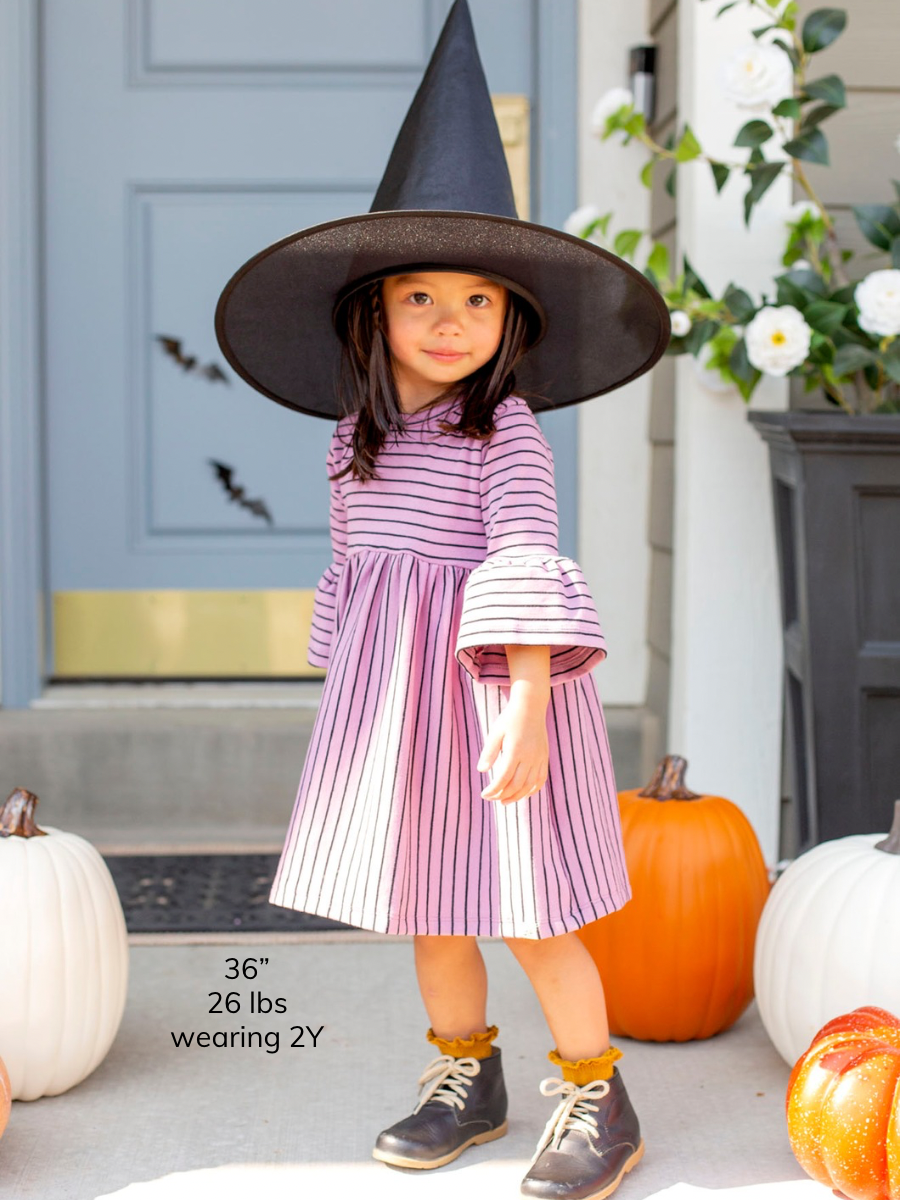 Orchid Stripe Bell Sleeve Dress