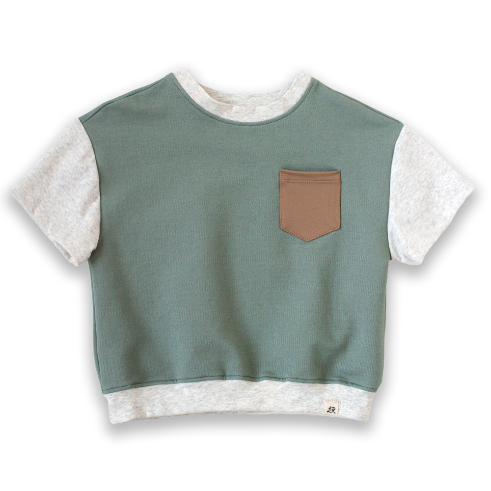 Sage Short Sleeve Drop Shoulder Crew