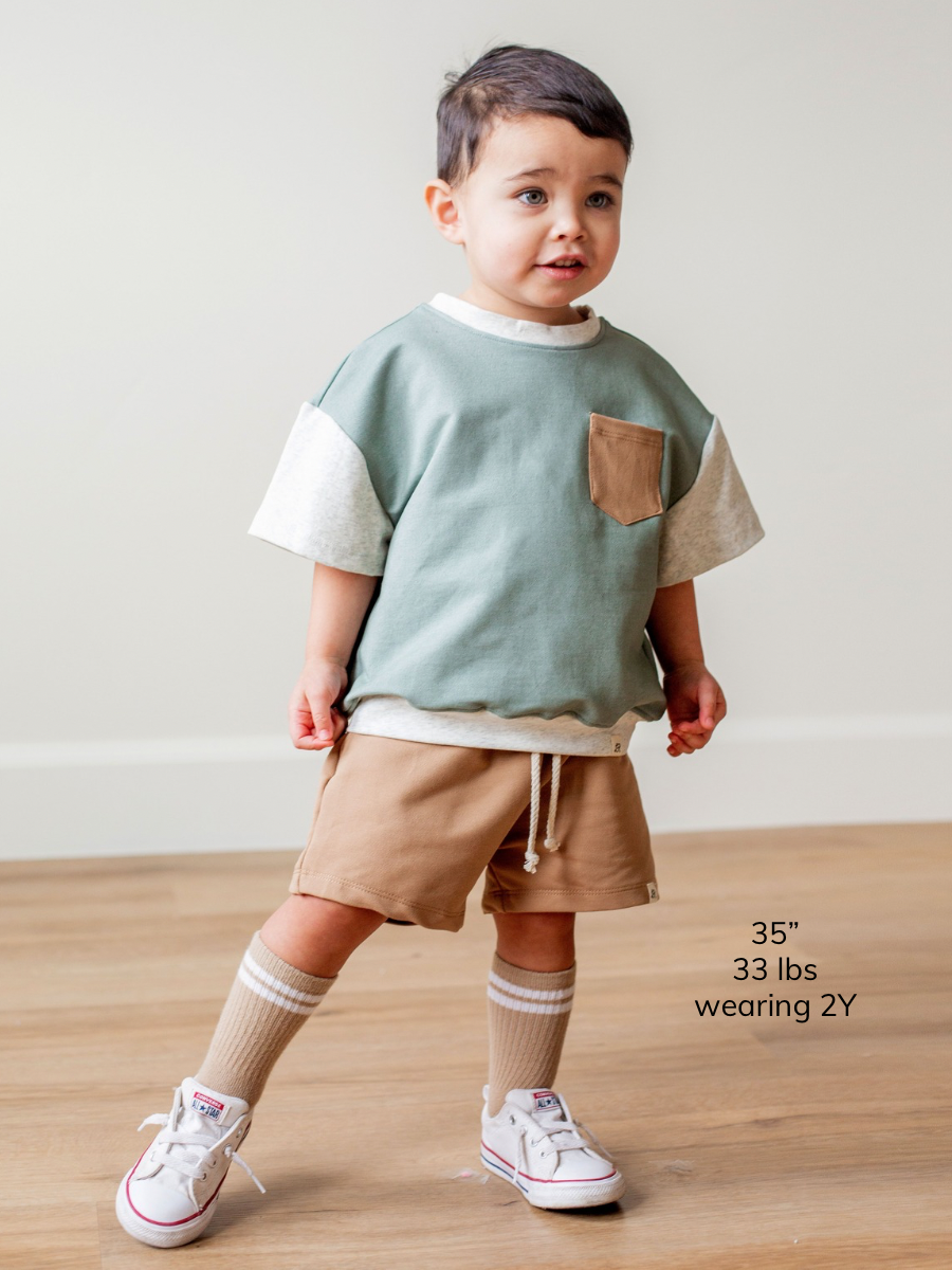 Sage Short Sleeve Drop Shoulder Crew