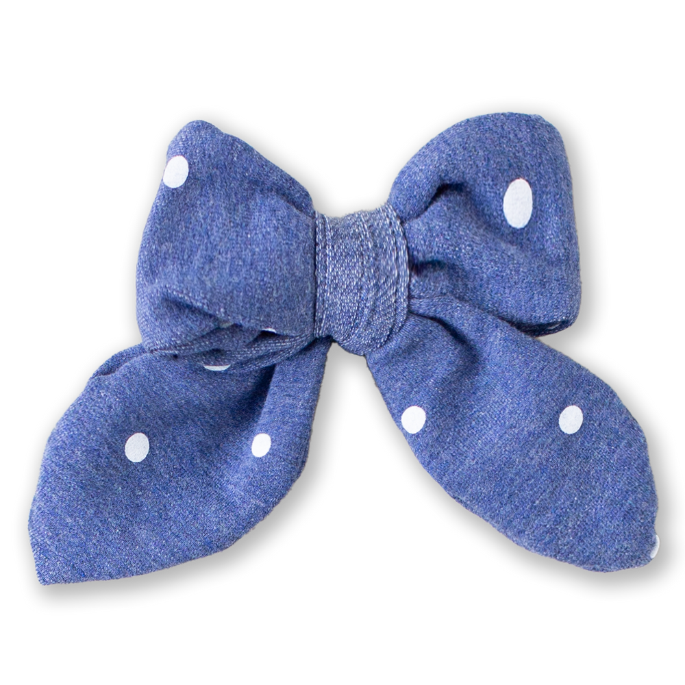 Denim Dot Medium Bow