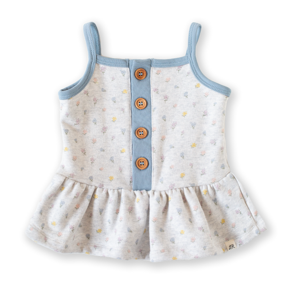 Ditsy Floral Button Peplum Tank