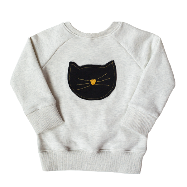 Heathered Cream Cat Patch Crewneck