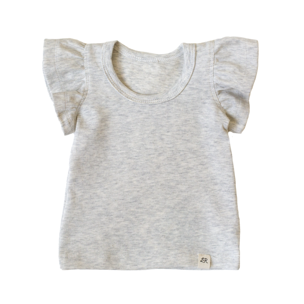 Heathered Cream Flutter Top