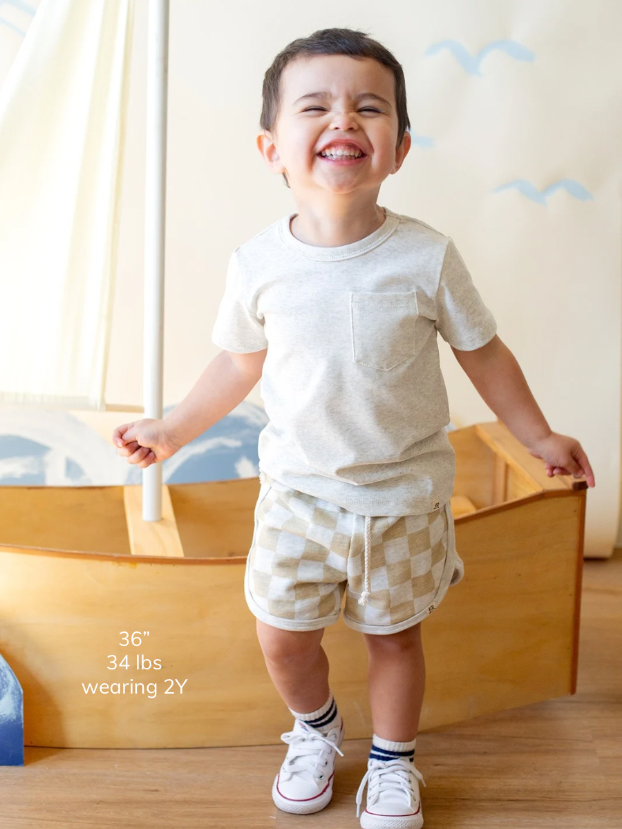 Heathered Cream Short Sleeve Pocket Shirt