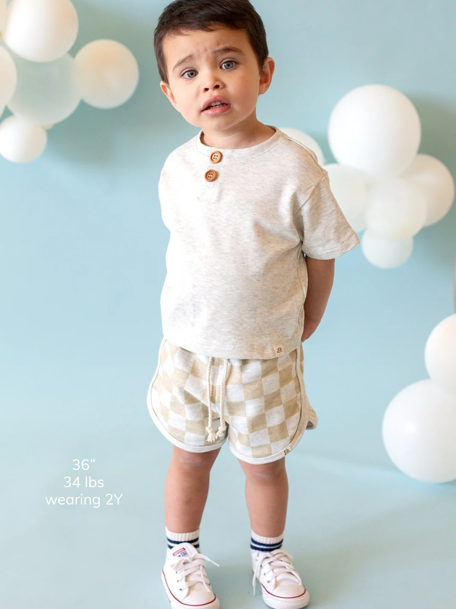 Heathered Cream Drop Shoulder Button Shirt