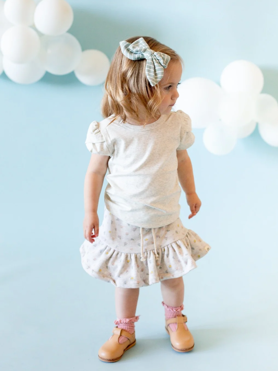 Heathered Cream Petal Sleeve Top