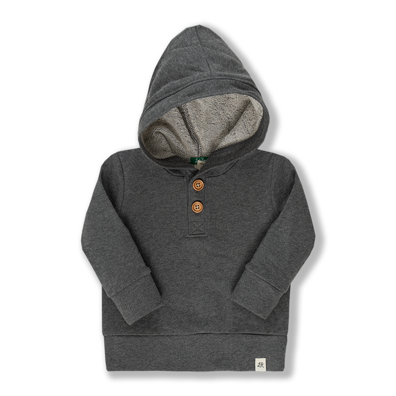 Charcoal Button Hoodie