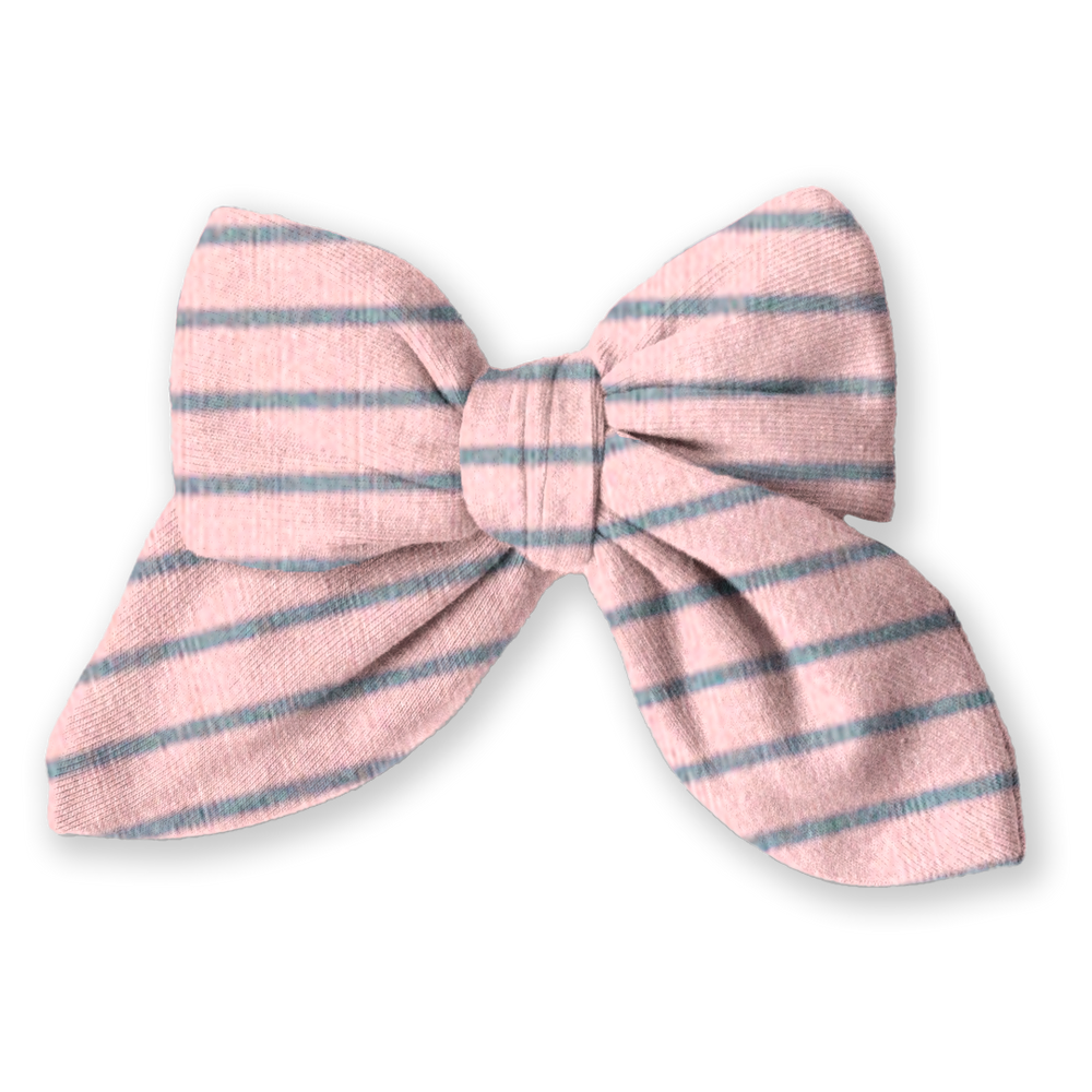 French Pink Stripe Bow