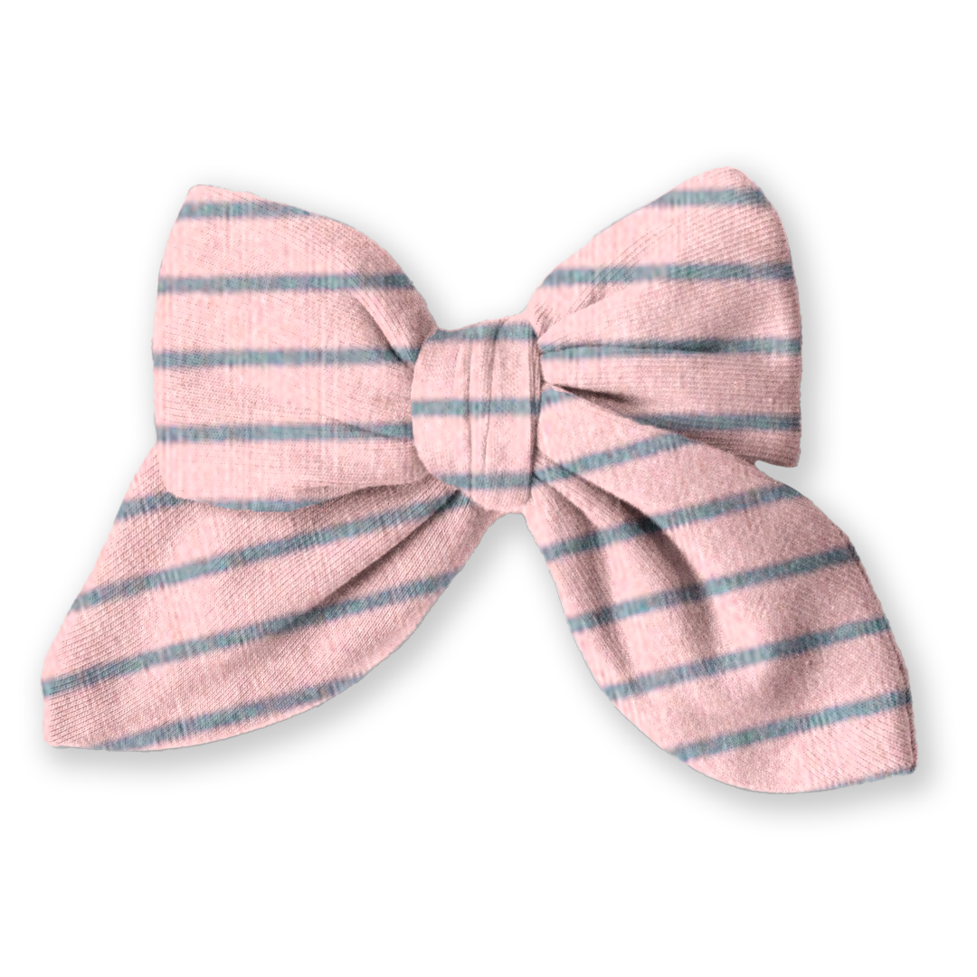 French Pink Stripe Bow