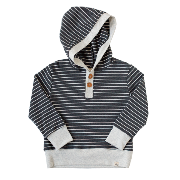 Charcoal Stripe Button Hoodie