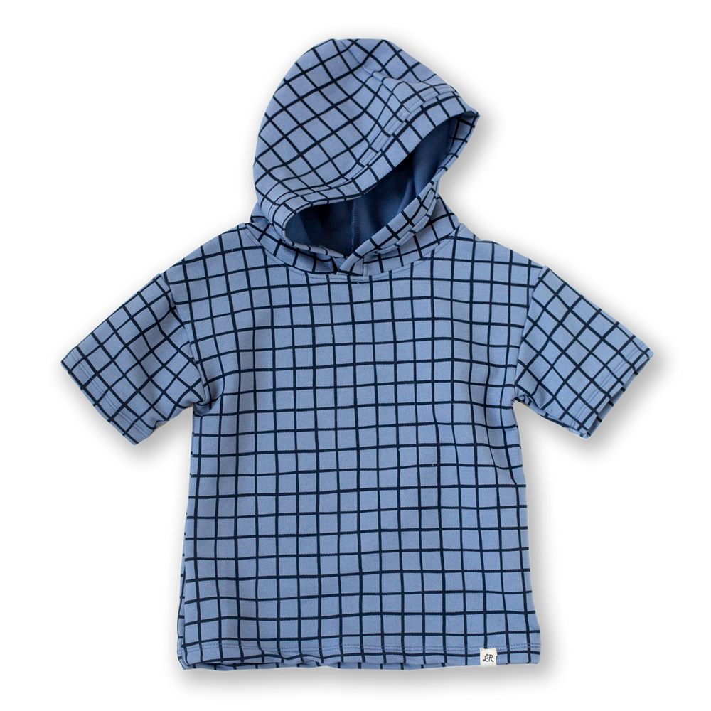 **BACKORDER** Blueberry Windowpane Short Sleeve Hoodie