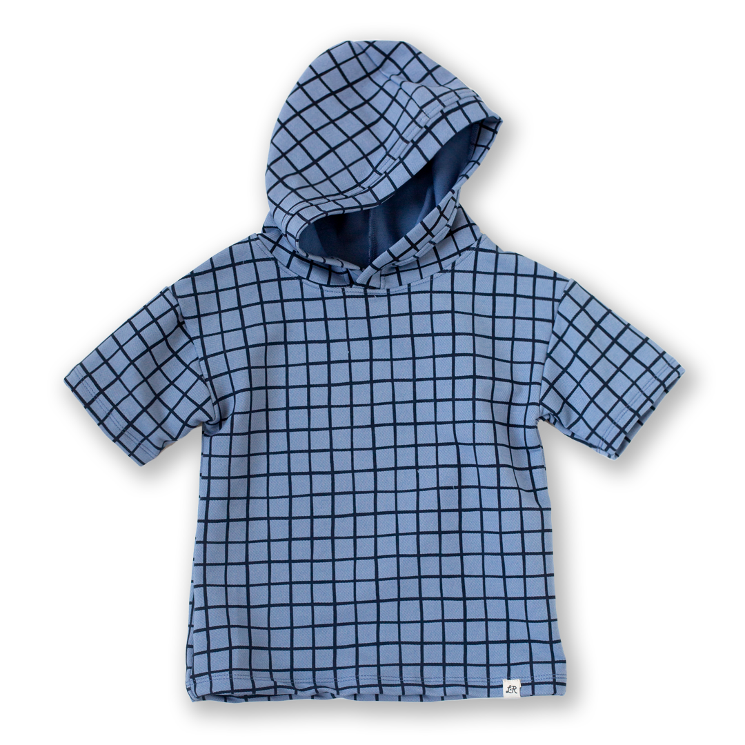 Blueberry Windowpane Short Sleeve Hoodie