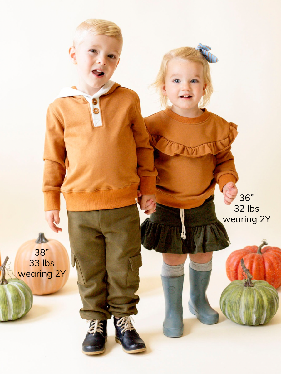 Pumpkin Spice Drop Shoulder Ruffle Sweatshirt