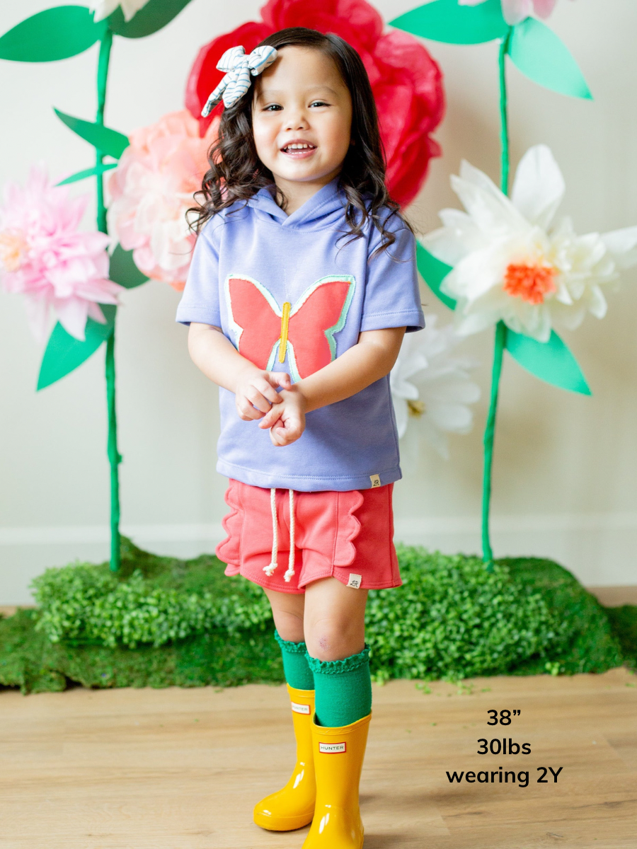 Melon Scallop Retro Ruffle Shorts