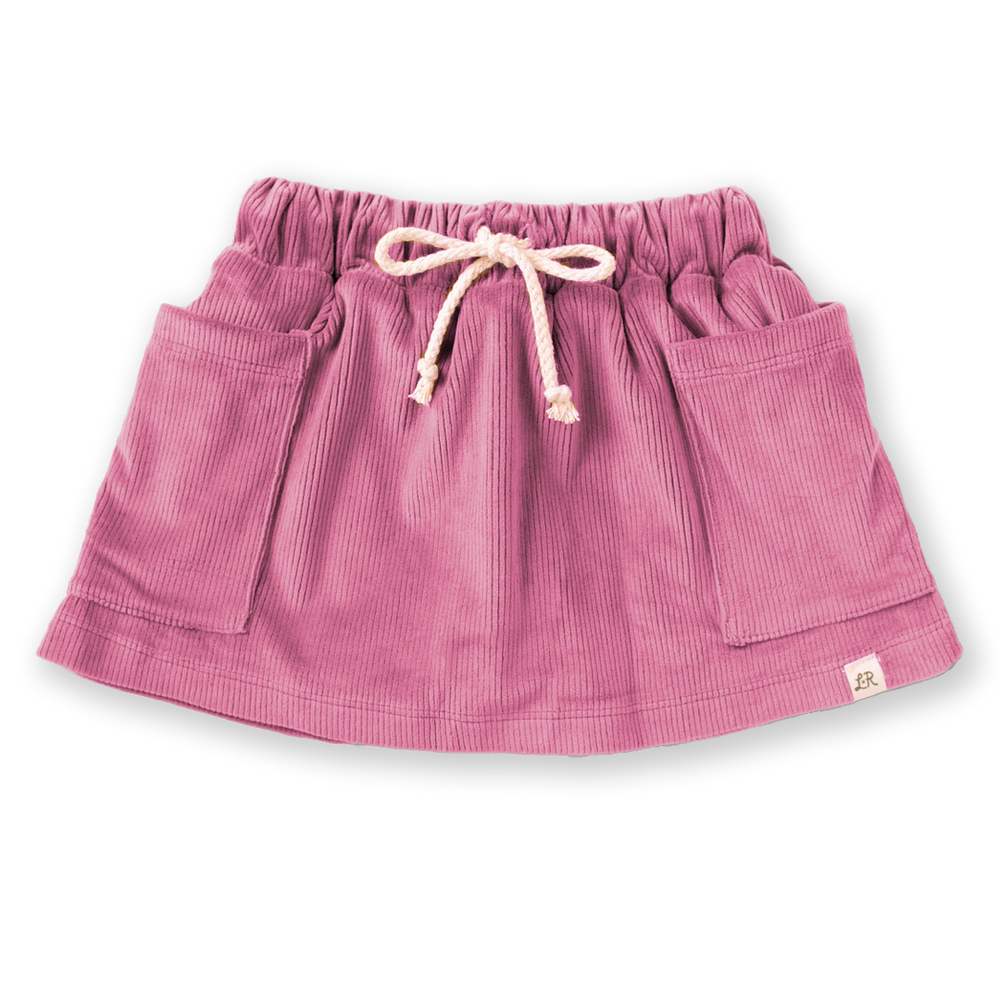 Pink Corduroy Patch Pocket Skort