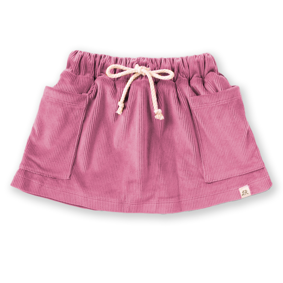 Pink Corduroy Patch Pocket Skort