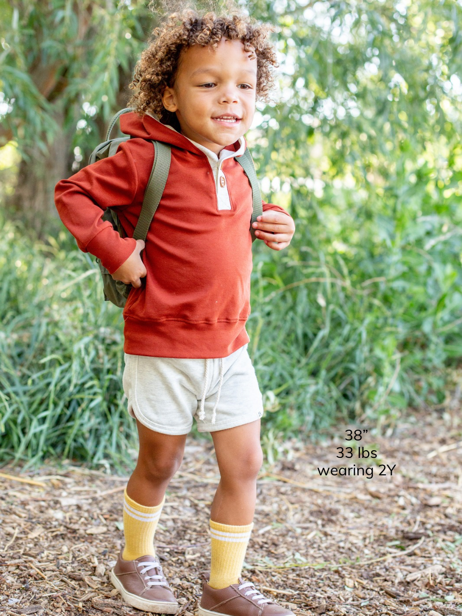 Cinnamon and Heathered Cream Button Hoodie