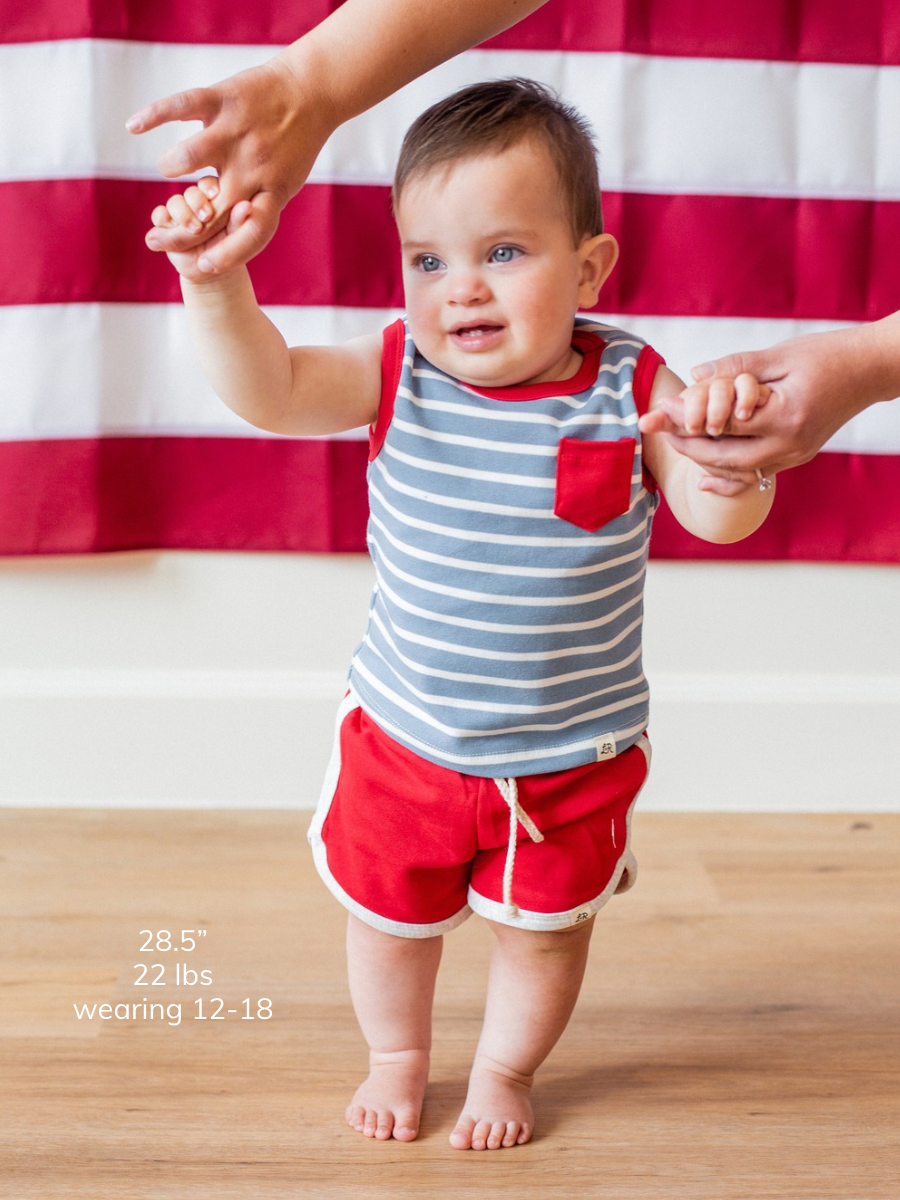 Carolina Blue Stripe and Valor Pocket Tank