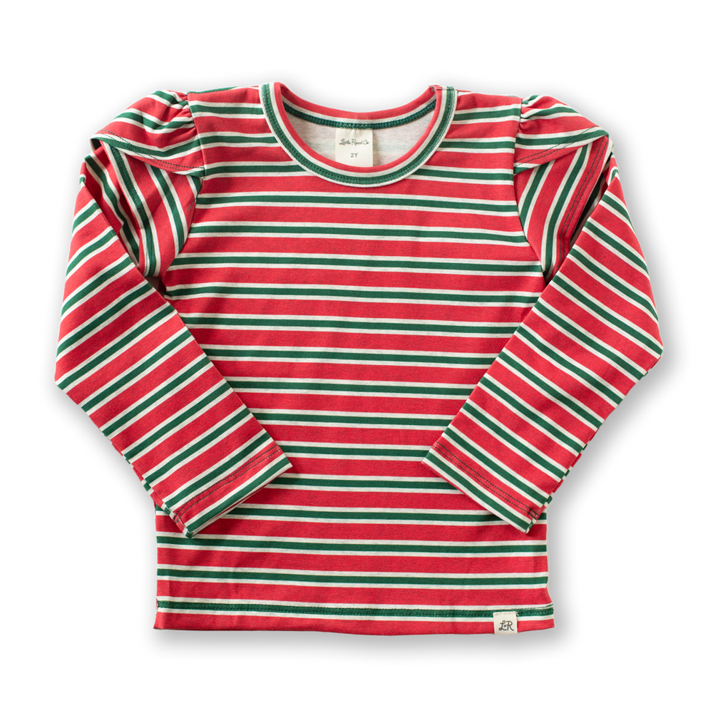 Merry Stripe Long Sleeve Petal Top