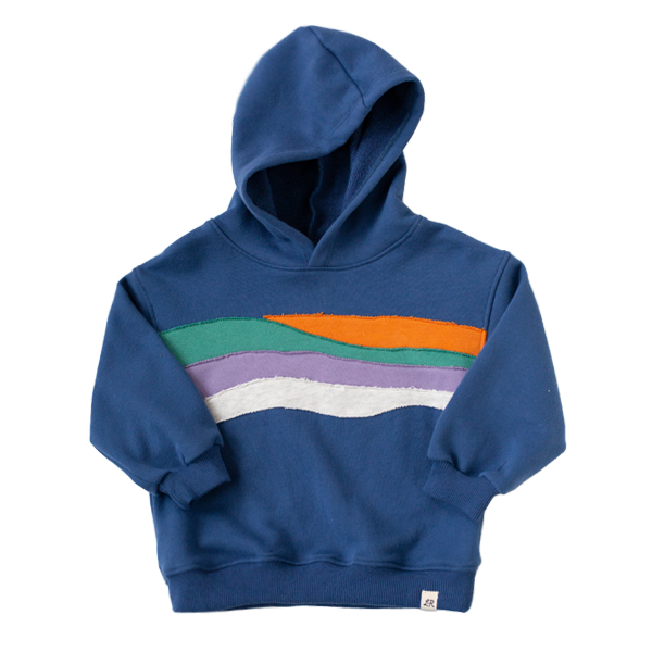 Deep Blue Wave Patch Hoodie