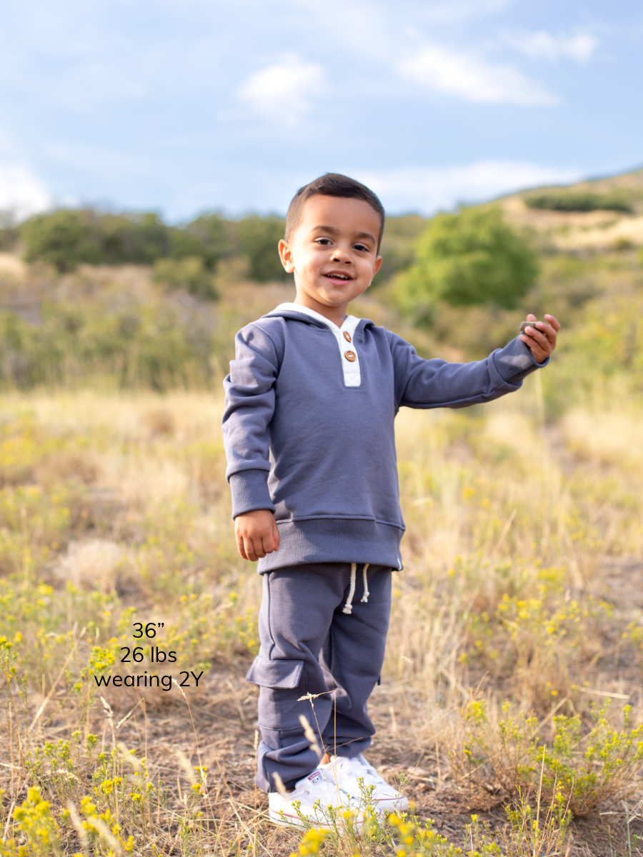 Rainwater and Heathered Cream Button Hoodie