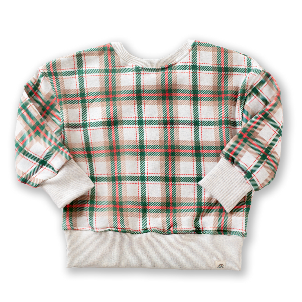 Holly Haven Plaid Drop Shoulder Crewneck