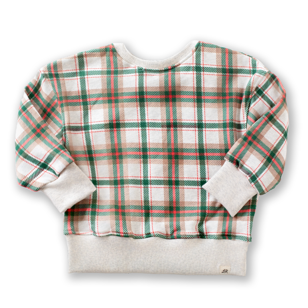 Holly Haven Plaid Drop Shoulder Crewneck