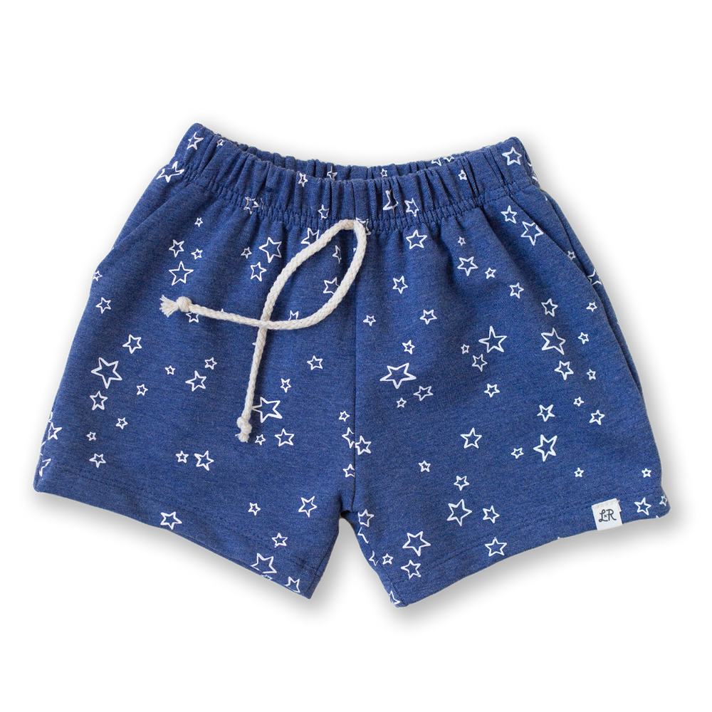 Denim Star Print Surf Shorts