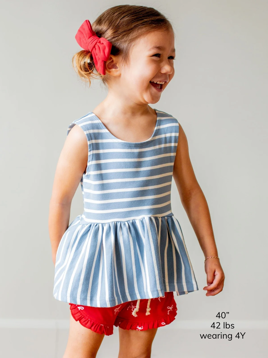 Carolina Blue Stripe Peplum