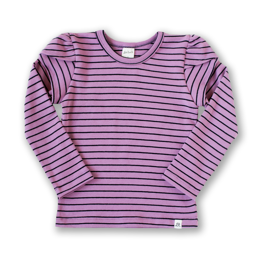 Orchid Stripe Long Sleeve Petal Top