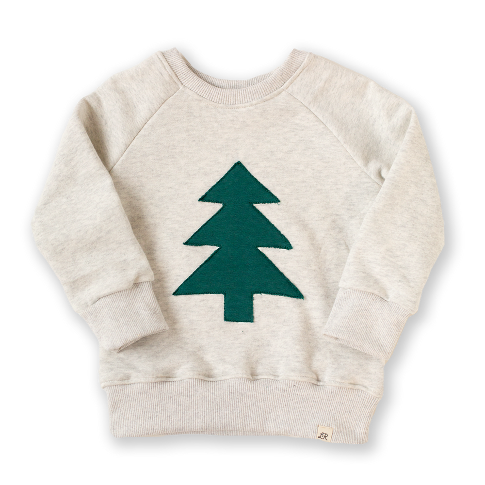 Heathered Cream Tree Patch Crewneck