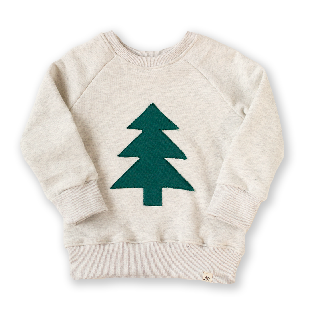 Heathered Cream Tree Patch Crewneck