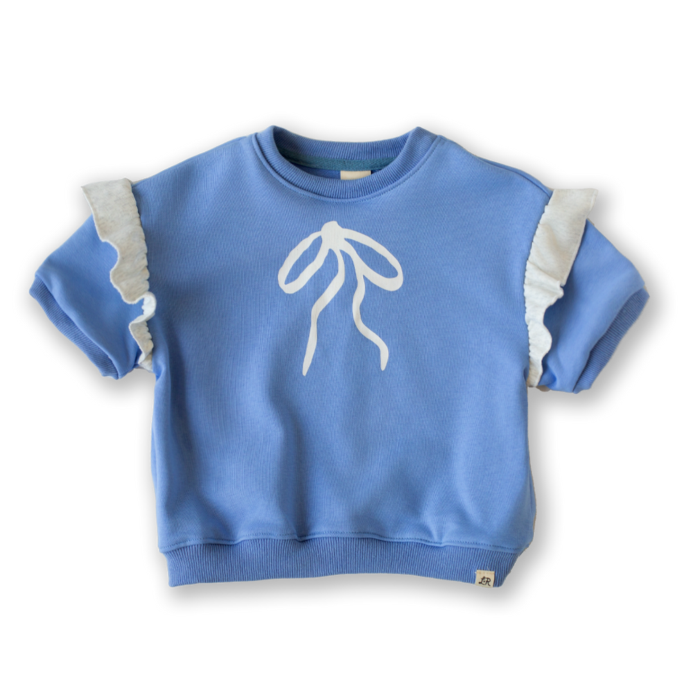 Bluebell Short Sleeve Ruffle Drop Shoulder Crewneck