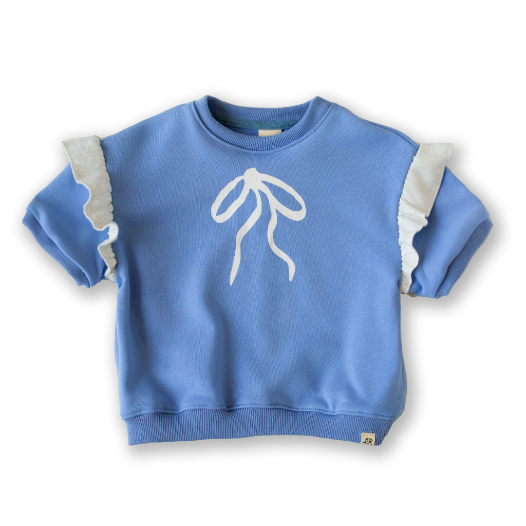 Bluebell Short Sleeve Ruffle Drop Shoulder Crewneck