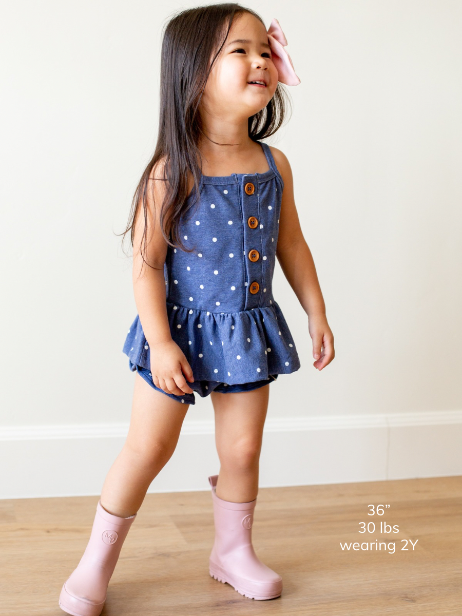 Denim Dot Button Peplum