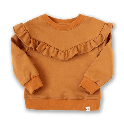 Pumpkin Spice Drop Shoulder Ruffle Sweatshirt