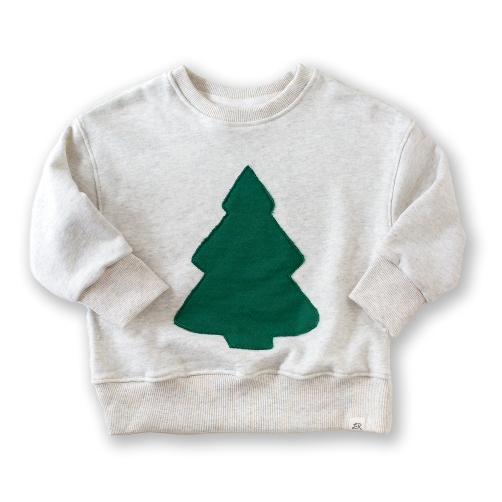 Heathered Cream Tree Patch Crewneck