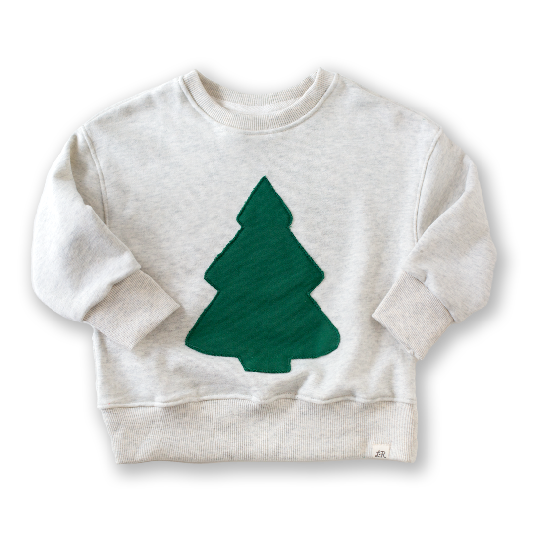Heathered Cream Tree Patch Crewneck