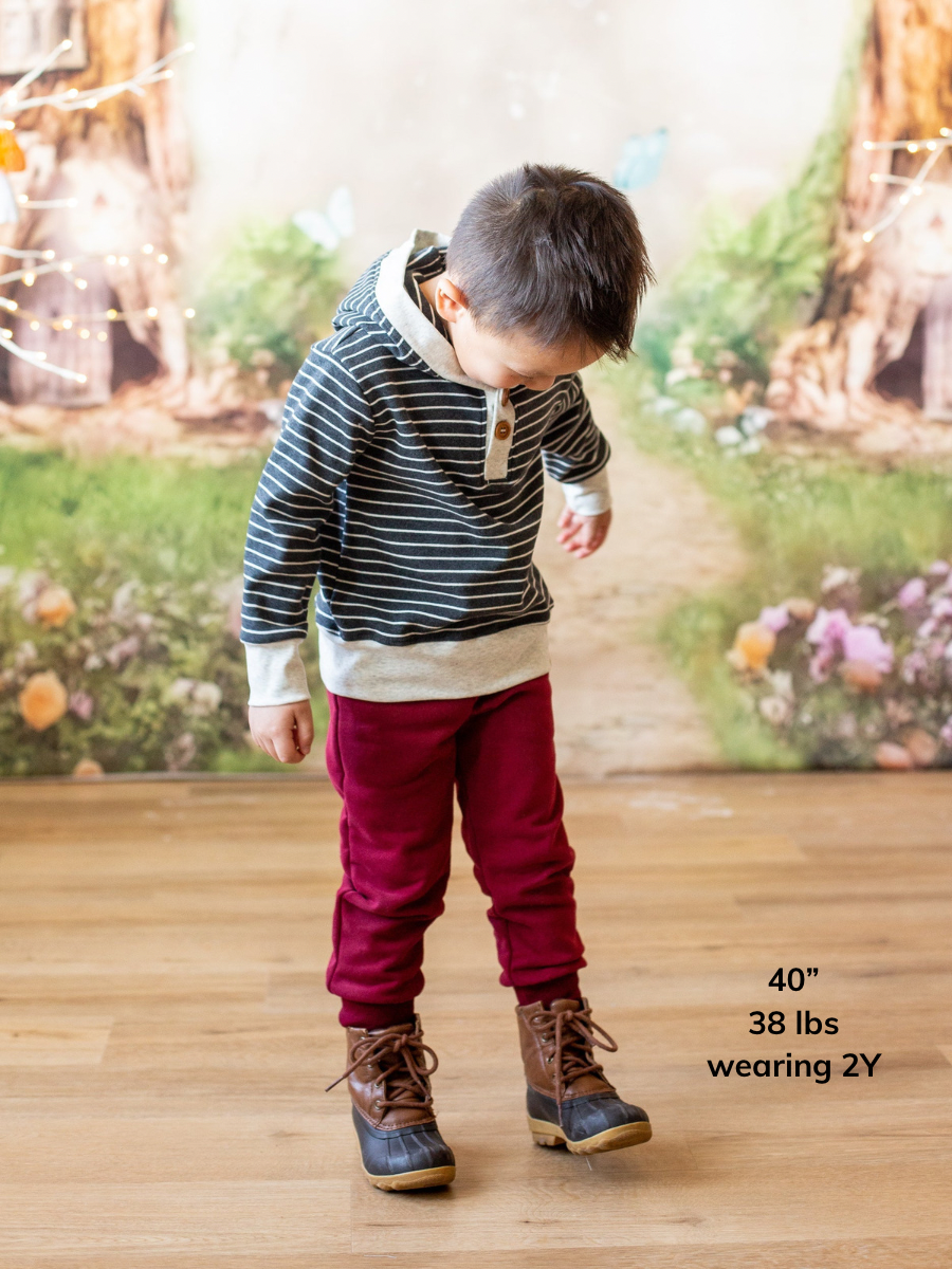 Charcoal Stripe Button Hoodie