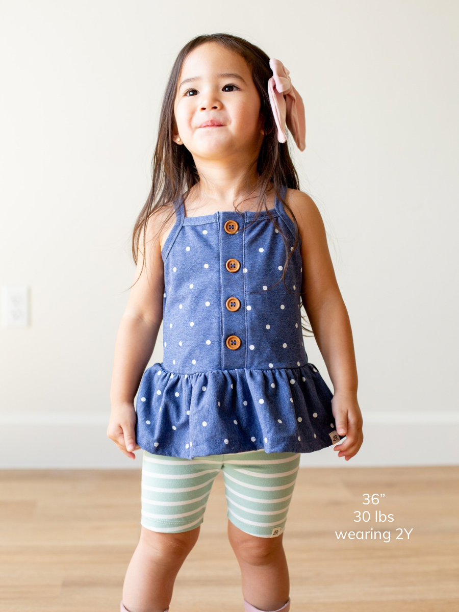 Denim Dot Button Peplum