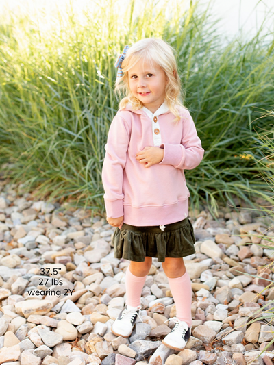 Tea Rose and Heathered Cream Button Hoodie