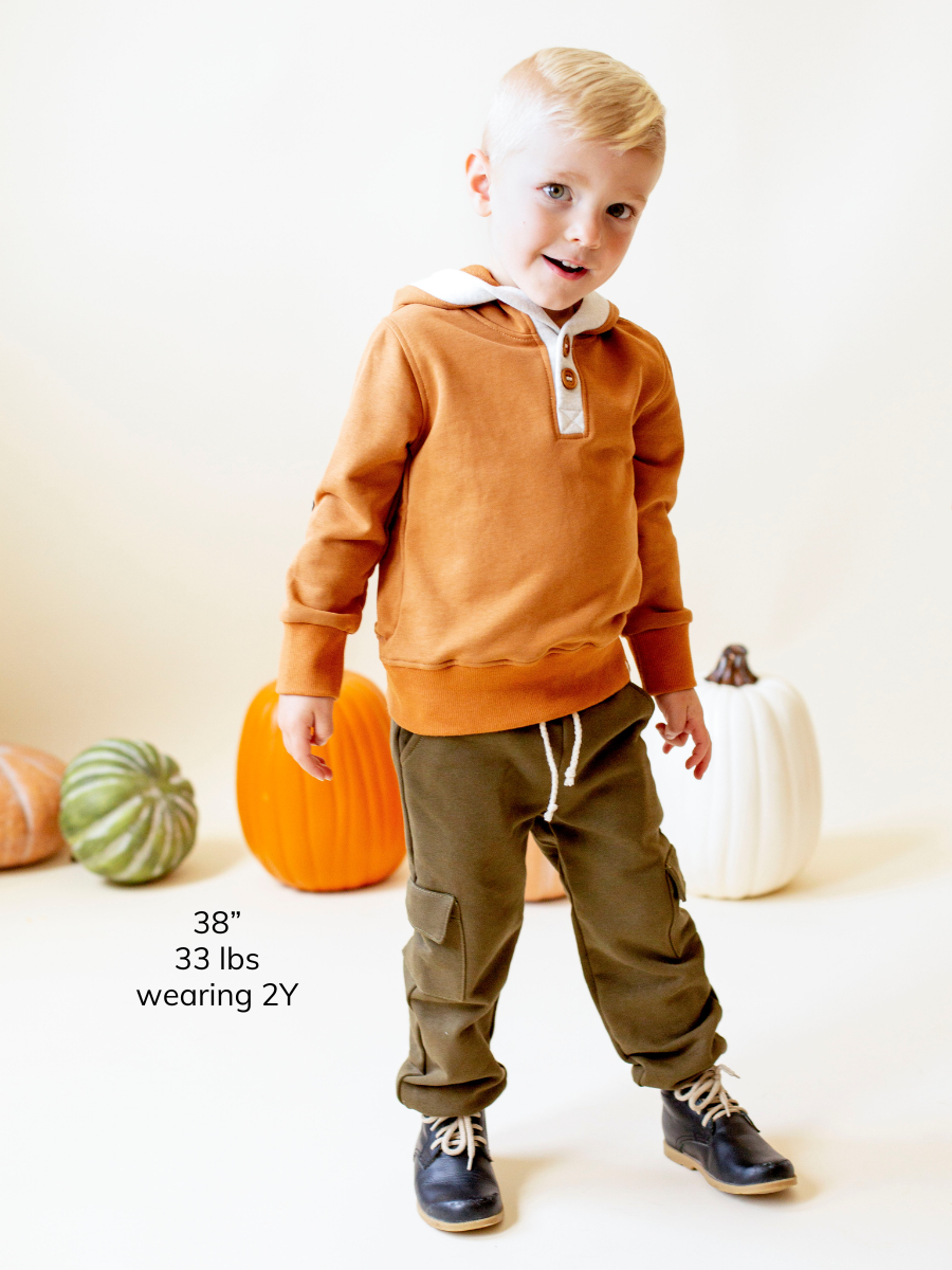 Pumpkin Spice and Heathered Cream Button Hoodie