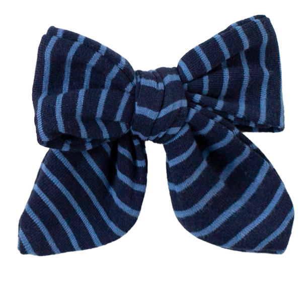 Deep Blue Stripe Medium Bow