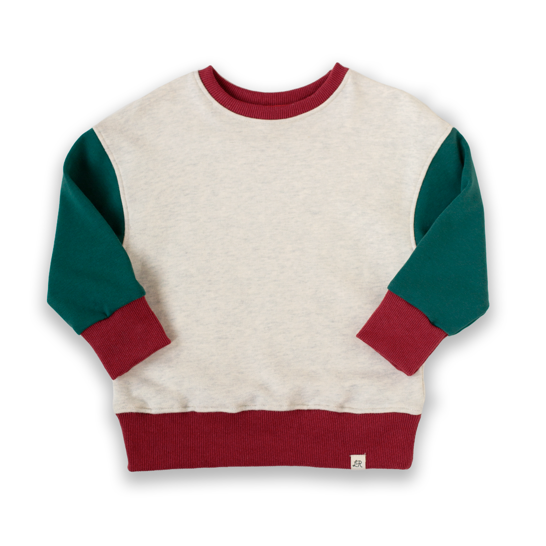 Holiday Drop Shoulder Colorblock Crewneck