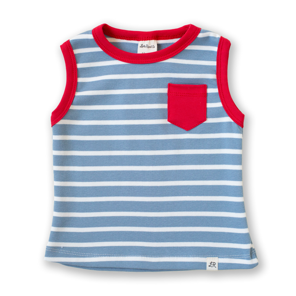 Carolina Blue Stripe and Valor Pocket Tank
