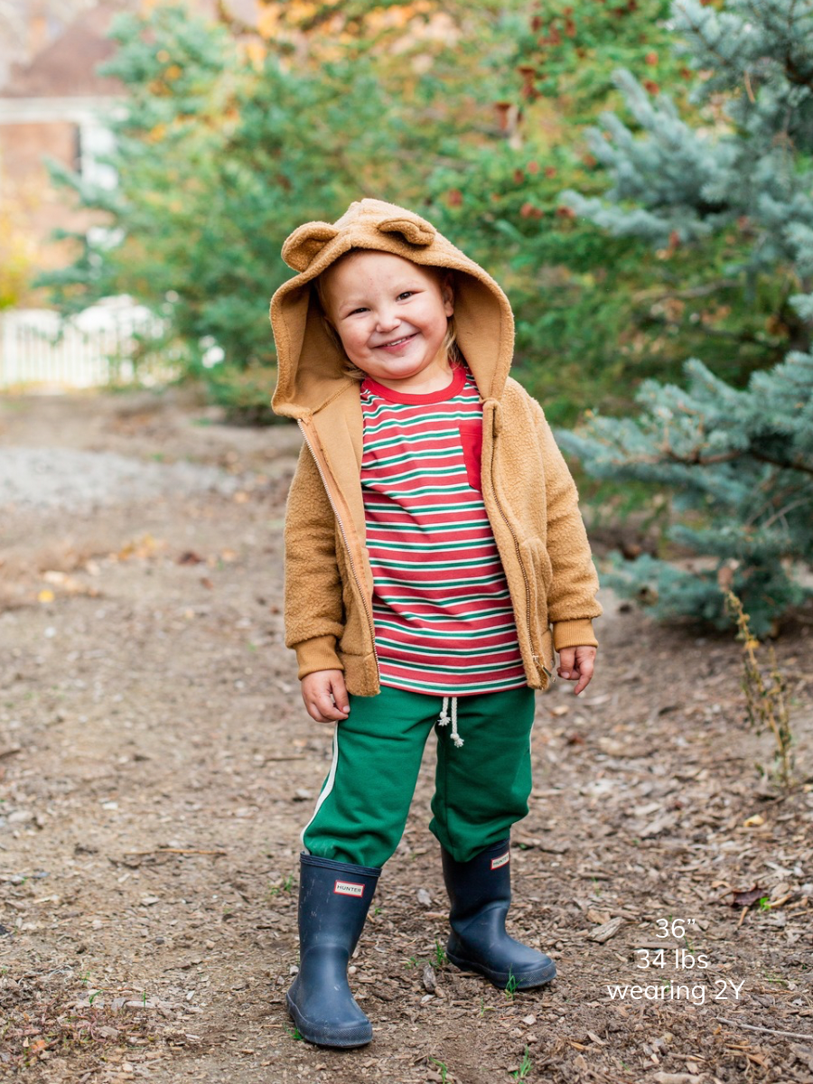 Wheat Sherpa Bear Ear Zip Hoodie